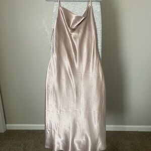 Birdy Grey Liza Taupe Matte Satin Slip Dress